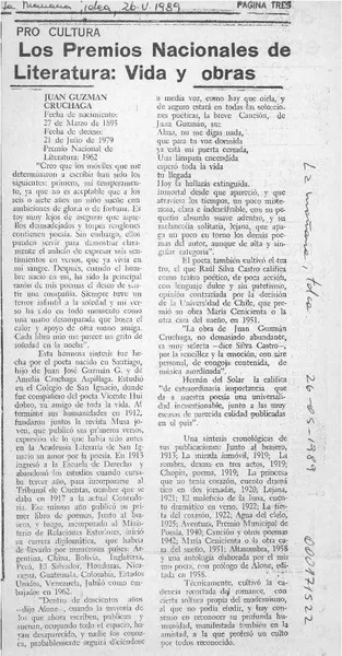 Los Premios Nacionales de Literatura, vida y obras  [artículo].
