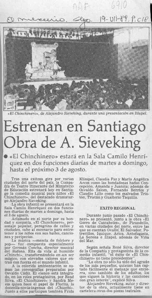 Estrenan en Santiago obra de A. Sieveking  [artículo].