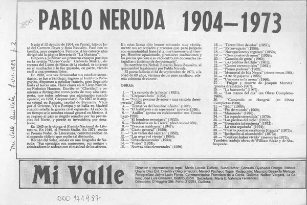 Pablo Neruda 1904-1973  [artículo].
