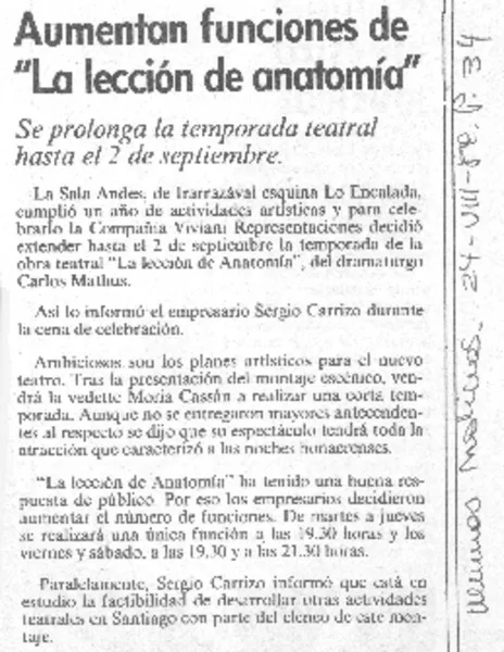 Aumentan funciones de "La lección de anatomía"  [artículo].