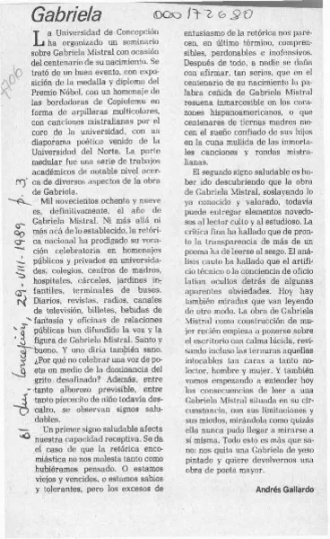 Gabriela  [artículo] Andrés Gallardo.