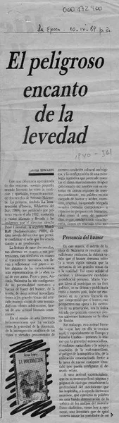 El peligroso encanto de la levedad  [artículo] Javier Edwards.