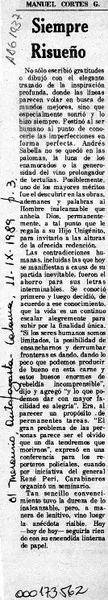 Siempre risueño  [artículo] Manuel Cortes Gallardo.