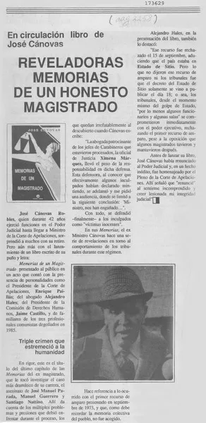 Reveladoras memorias de un honesto magistrado  [artículo].
