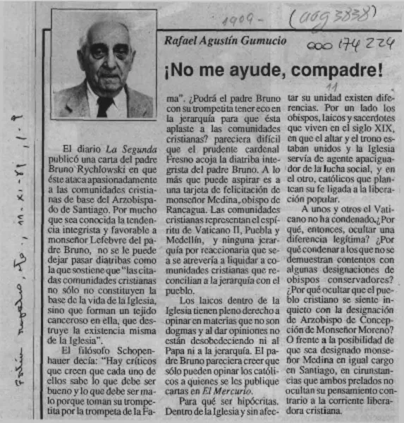No me ayude, compadre!  [artículo] Rafael Agustín Gumucio.