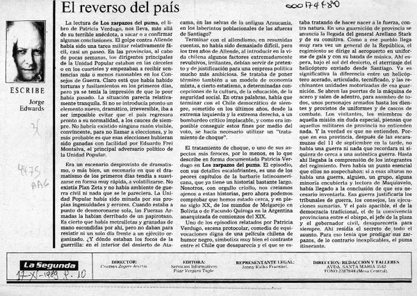El reverso del país  [artículo] Jorge Edwards.
