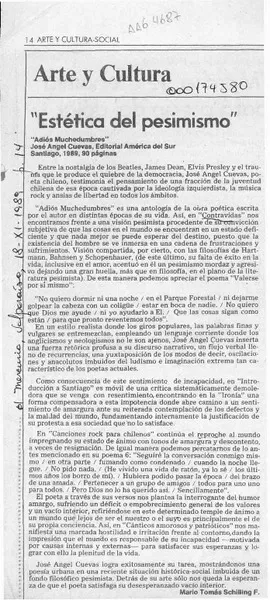 "Estética del pesimismo"  [artículo] Mario Tomás Schilling F.