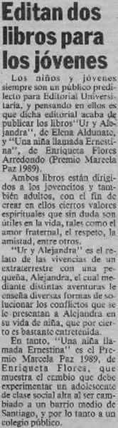 Editan dos libros para los jóvenes  [artículo].