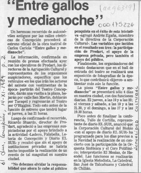 "Entre gallos y medianoche"  [artículo].