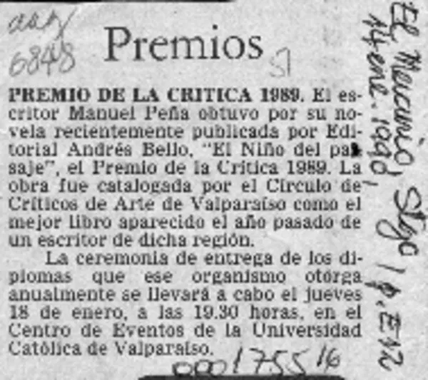 Premio de la Crítica 1989  [artículo].