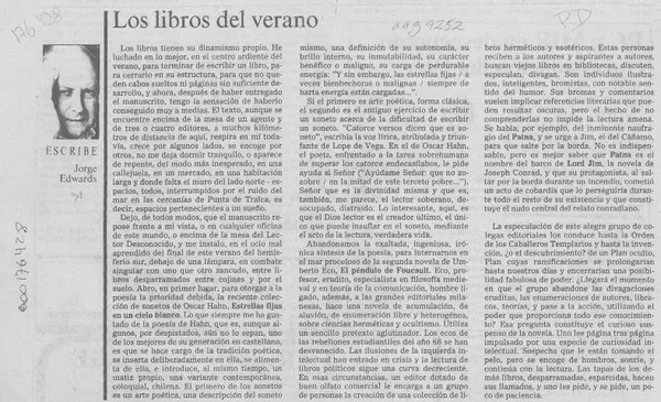 Los libros del verano  [artículo] Jorge Edwards.