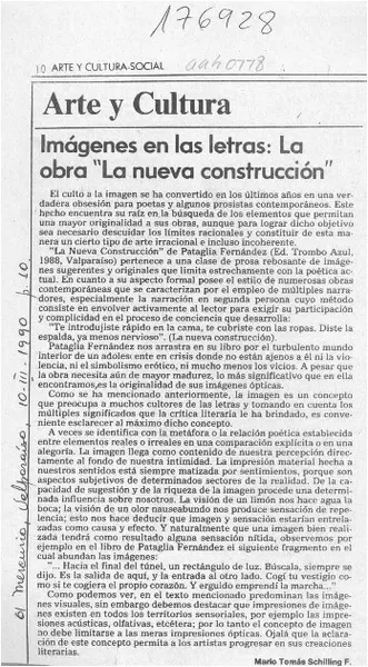 Imágenes en las letras, la obra "La nueva construcción"  [artículo]Mario Tomás Schilling F.