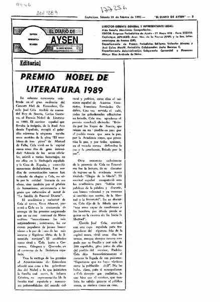 Premio Nobel de Literatura 1989  [artículo].
