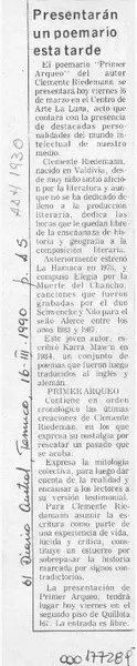 Presentarán un poemario esta tarde  [artículo].
