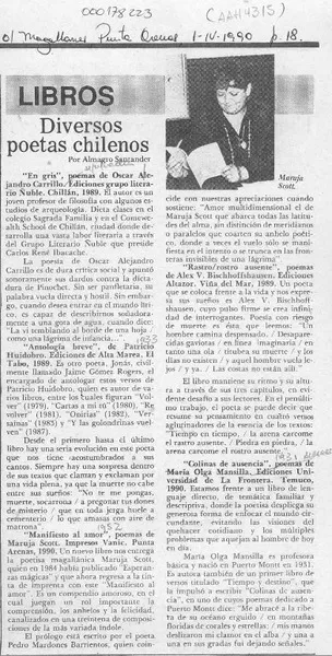 Diversos poetas chilenos  [artículo] Almagro Santander.