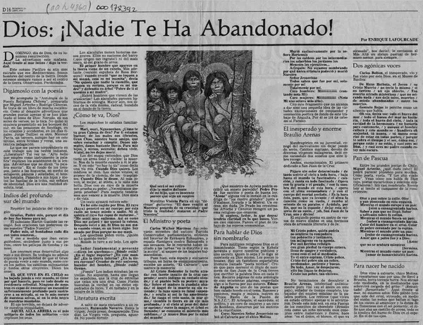 Dios, nadie te ha abandonado!  [artículo] Enrique Lafourcade.