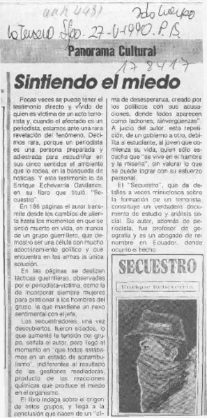 Sintiendo el miedo  [artículo].