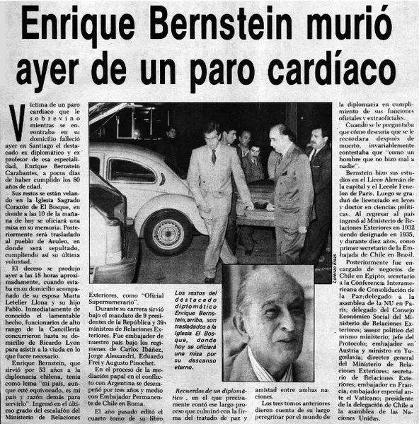 Enrique Bernstein murió ayer de un paro cardíaco  [artículo].