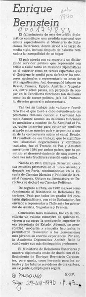Enrique Bernstein  [artículo] E. G. V.