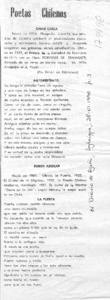 Poetas chilenos  [artículo] Ratón de biblioteca.
