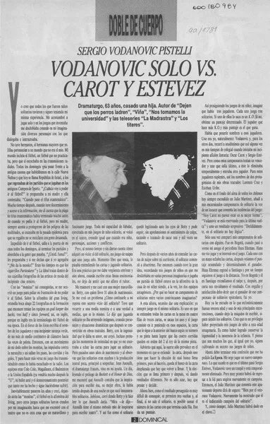 Vodanovic solo vs. Caroy y Estévez  [artículo] Sergio Vodanovic.