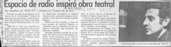 Espacio de radio inspiró obra teatral  [artículo].
