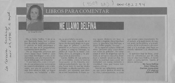 Me llamo Delfina  [artículo] M. Teresa Herreros.