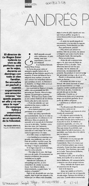 Andrés Pérez  [artículo] Olga Araya C.
