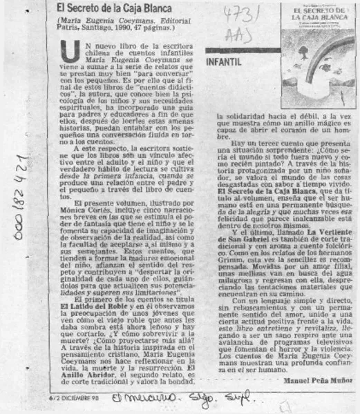El secreto de la caja blanca  [artículo] Manuel Peña Muñoz.