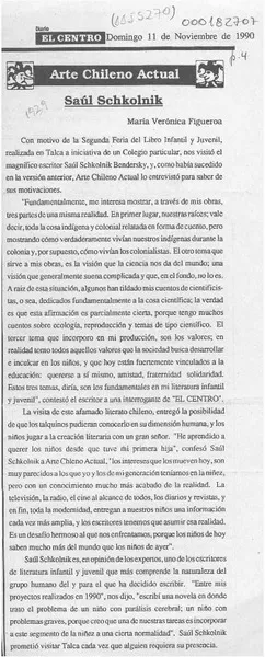 Saúl Schkolnik  [artículo] María Verónica Figueroa.