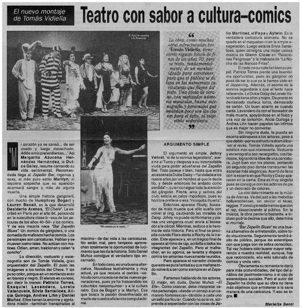 Teatro con sabor a cultura-comics  [artículo] Marietta Santi.