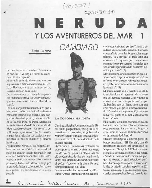 Neruda y los aventureros del mar, Cambiaso  [artículo] Sofía Vergara.