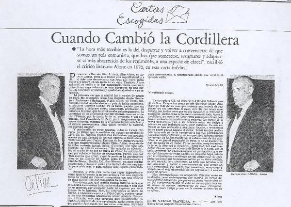 Cuando cambió la cordillera  [artículo] Luis Vargas Saavedra.