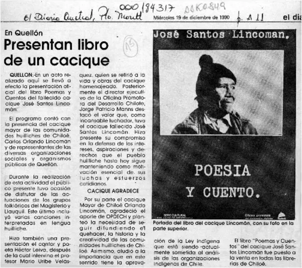 Presentan libro de un cacique  [artículo].