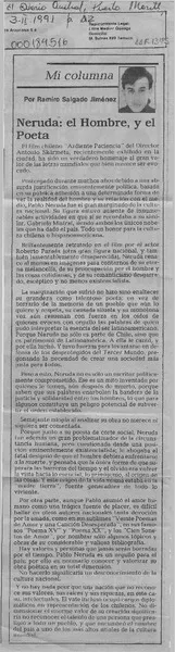 Neruda, el hombre y el poeta  [artículo] Ramiro Salgado Jiménez.