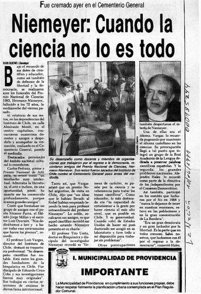 Niemeyer, cuando la ciencia no lo es todo  [artículo] Iván Bueno.