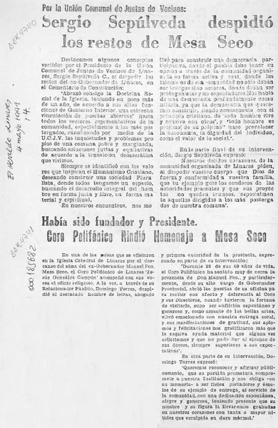 Coro polifónico rindió homenaje a Mesa Seco  [artículo].