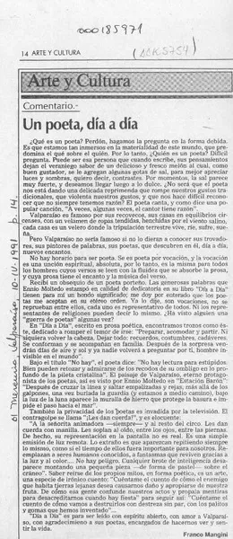 Un poeta, día a día  [artículo] Franco Mangini.