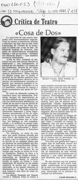 "Cosa de dos"  [artículo] Carola Oyarzún L.