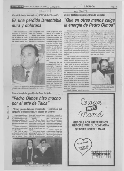 Es una pérdida lamentable dura y dolorosa  [artículo] Roberto Montecinos.