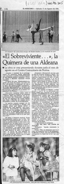 "El Sobreviviente" -- ", la quimera de una aldeana  [artículo].