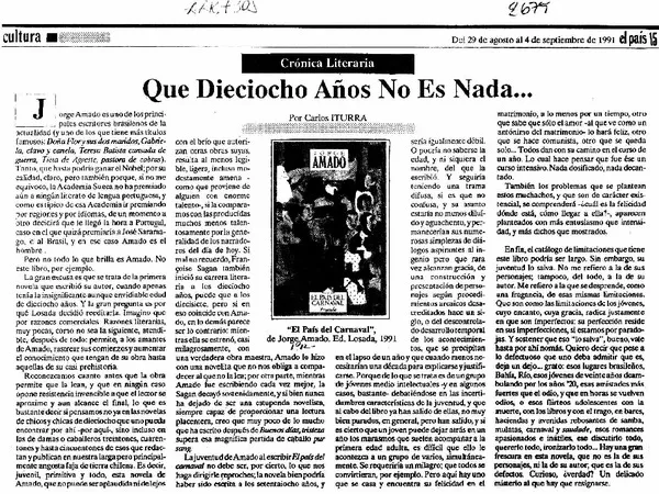 Que dieciocho años no es nada --  [artículo] Carlos Iturra.
