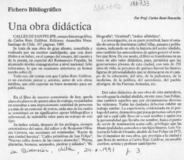 Una obra didáctica  [artículo] Carlos René Ibacache.