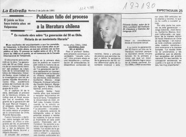 Publican fallo del proceso a la literatura chilena  [artículo].