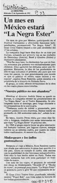 Un Mes en México estará "La negra Ester"  [artículo].