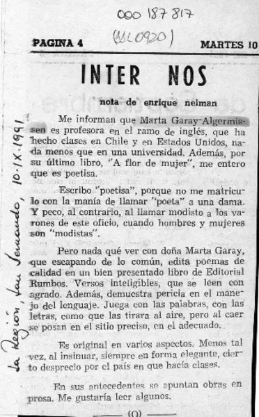 Inter Nos  [artículo] Enrique Neiman.
