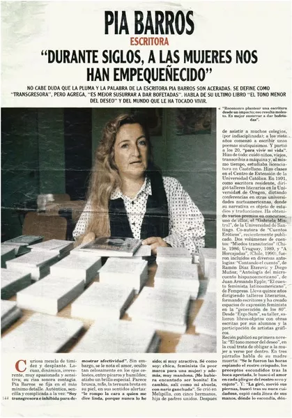 Durante siglos, a las mujeres nos han empequeñecido"  [artículo] María Emilia Aldunate.