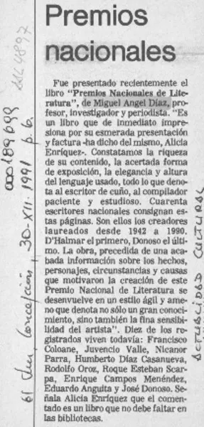 Premios nacionales  [artículo].