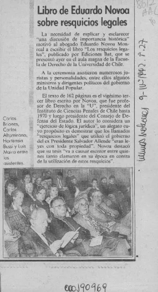 Libro de Eduardo Novoa sobre resquicios legales  [artículo].
