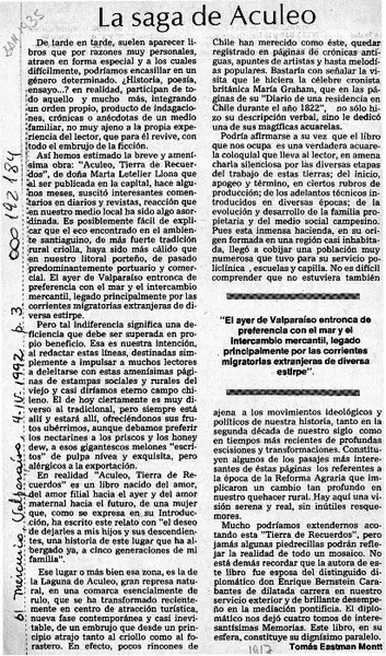 La saga de Aculeo  [artículo] Tomás Eastman Montt.